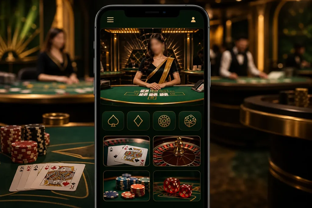0xbet India live casino section